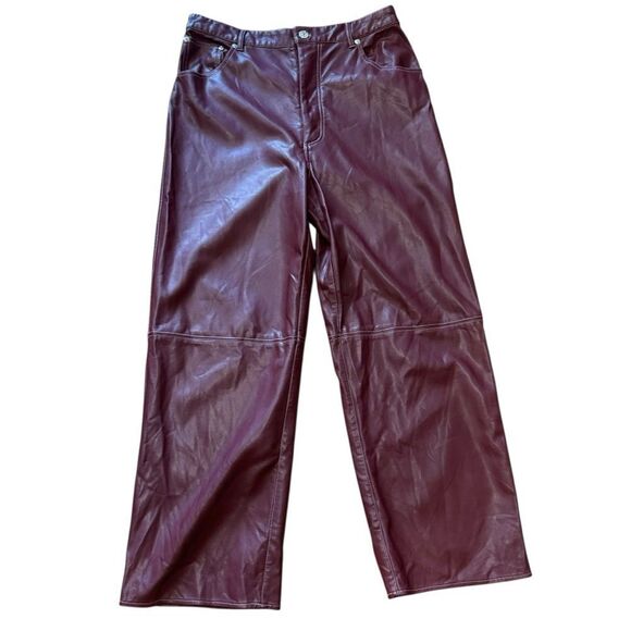 Revolve Free People We The Free Burgundy The It Factor Vegan Leather Pant - Picture 2 of 7